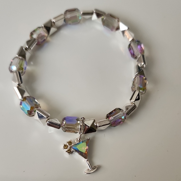 Sparkle Streach Aurora Borealis Bracelet Acrylic Beaded Bracelet MARGURITA - Picture 1 of 2